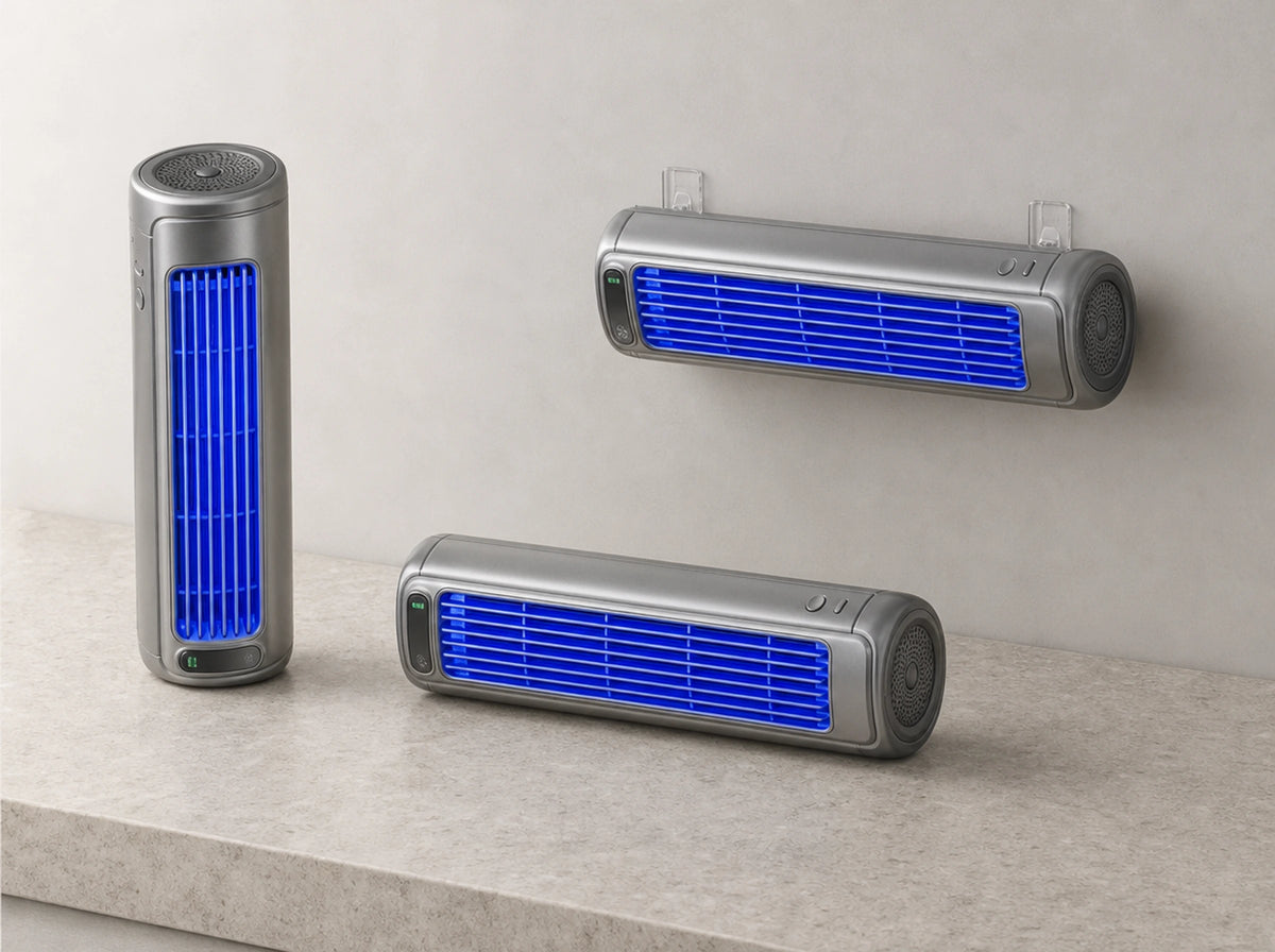 The Froza on a nightstand in warm evening light